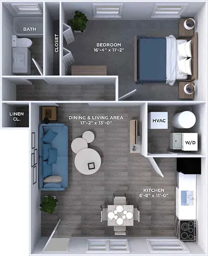 Floor plan 1BR/1BA Standard