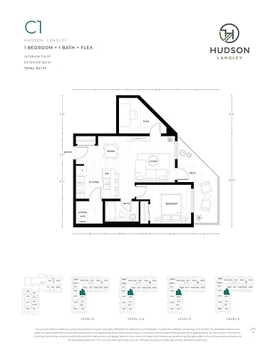 Floor plan 1br + Flex/1ba - C1