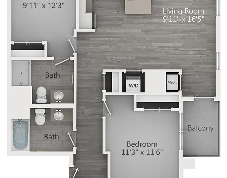Two Bedroom Two Bathroom (971 SF) Two Bedroom Two Bathroom (971 SF)