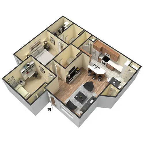 Floor plan Two-bedrooms Two-Baths