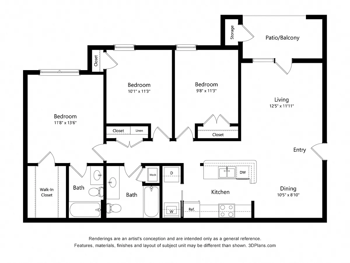 Floor plan Three Bedroom