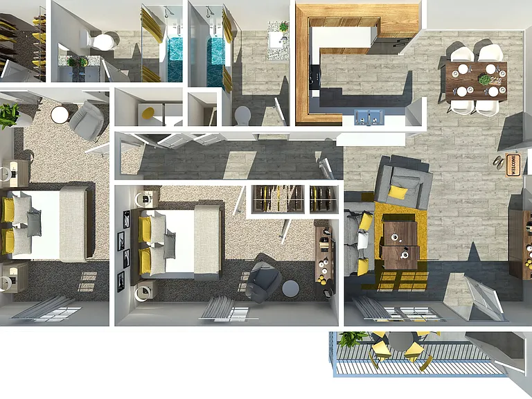 2 Bedroom 2 Bedroom