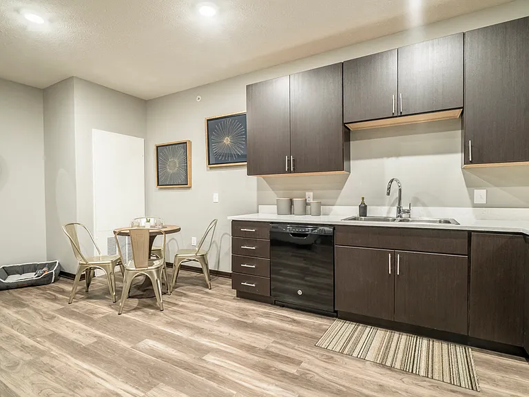 Our spacious floor plans have plenty of room for your pets and dining table.