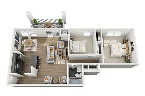Floor plan 2 BR - 1 BTH Renovated