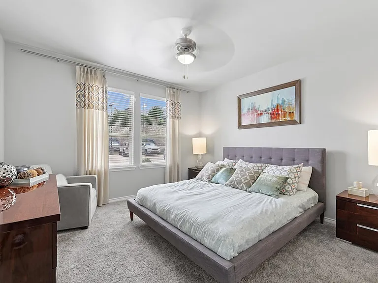 Bedroom with carpet