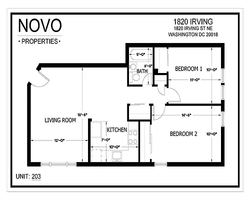Floor plan 2BR 1Bath