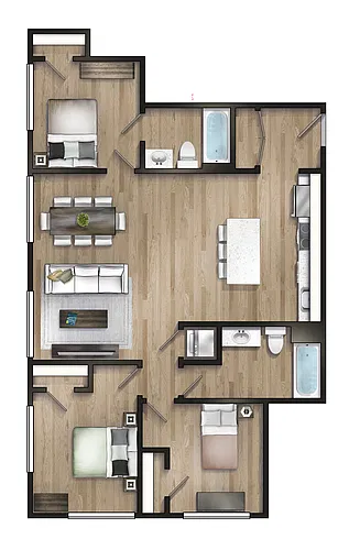 Floor plan 3 Bed 2 Bath