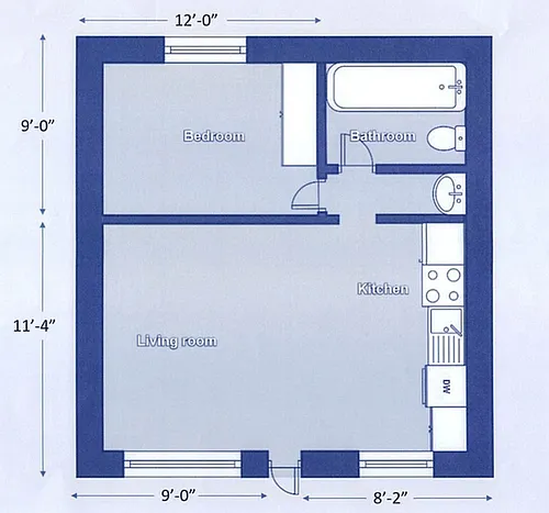 Floor plan 1x1 Deluxe Renovated