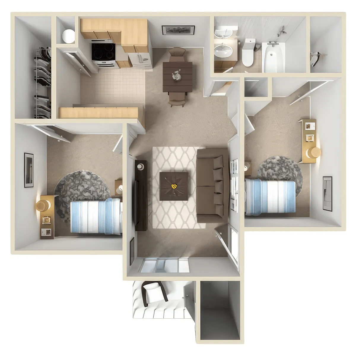 Floor plan Two Bedroom One Bath