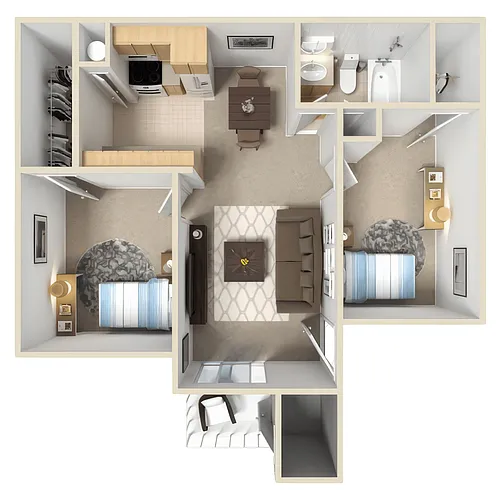 Floor plan Two Bedroom One Bath