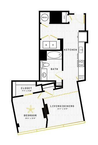 Floor plan 1 Bed/1 Bath-1BR-14