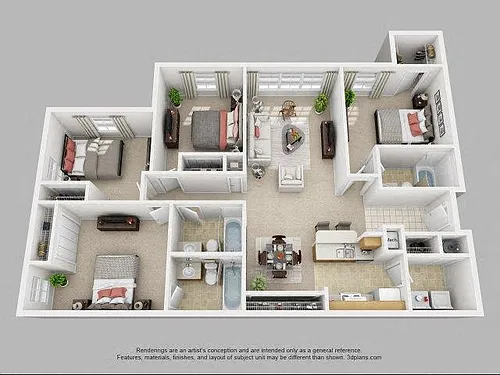 Floor plan Four Bedroom Three Bathroom