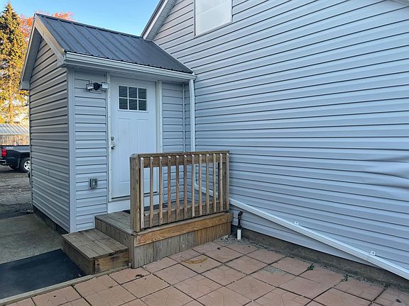 back door, brick patio area