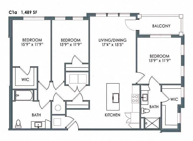 Floor plan Three Bedroom Two Bathroom