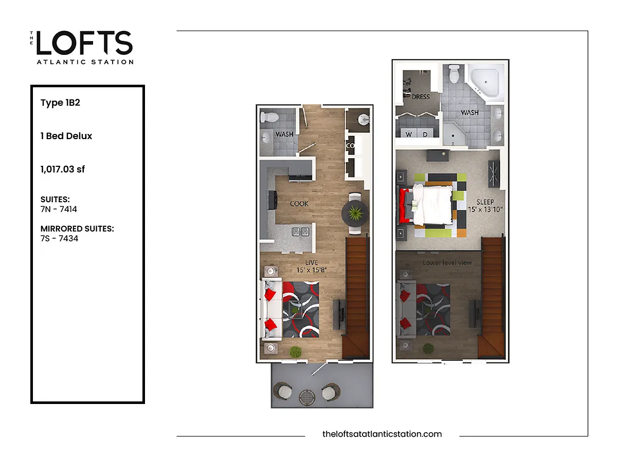 Floor plan 1B2 - 1 Bed Delux
