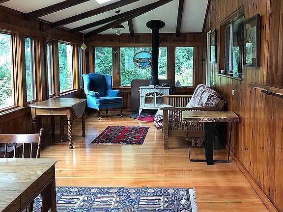 Back porch with woodstove
