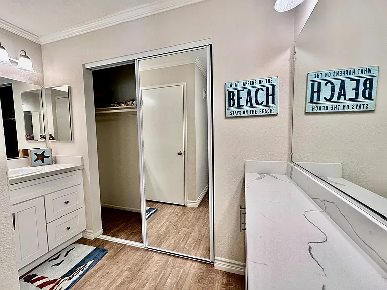 Studio vanity and closet area