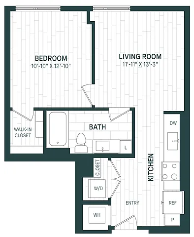 Floor plan 1 Bed/1 Bath-A07