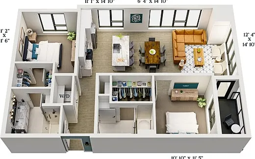 C6 | 2x2 | 1133 sq ft C6 | 2x2 | 1133 sq ft