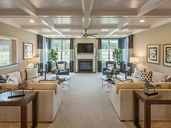 Expansive family room with fireplace