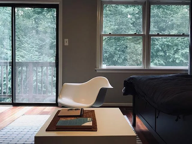 Master bedroom opens to private upper deck