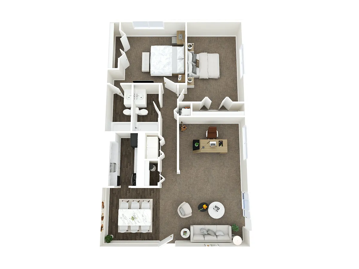 Floor plan 2BR - 2BTH + Den
