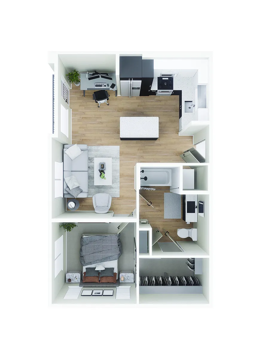 Floor plan 1BD, 1BTH A4