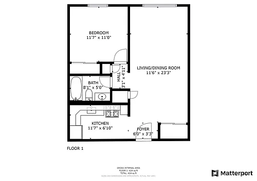 Floor plan One Bedroom