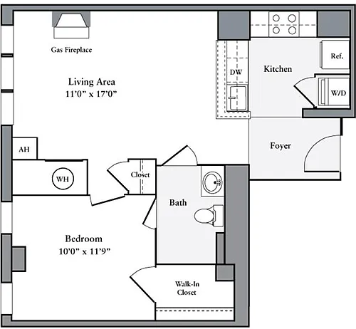 Floor plan 1 Bedroom A