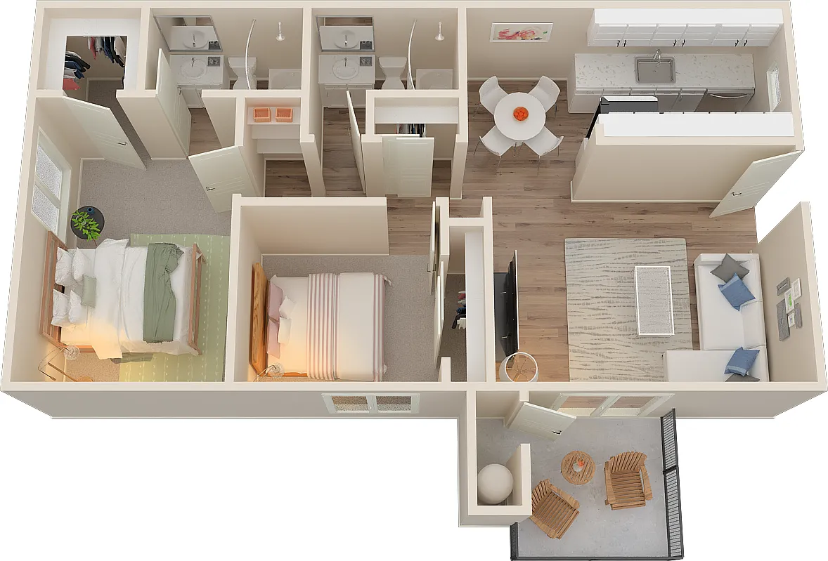 Floor plan 2 Bed 2 Bath B