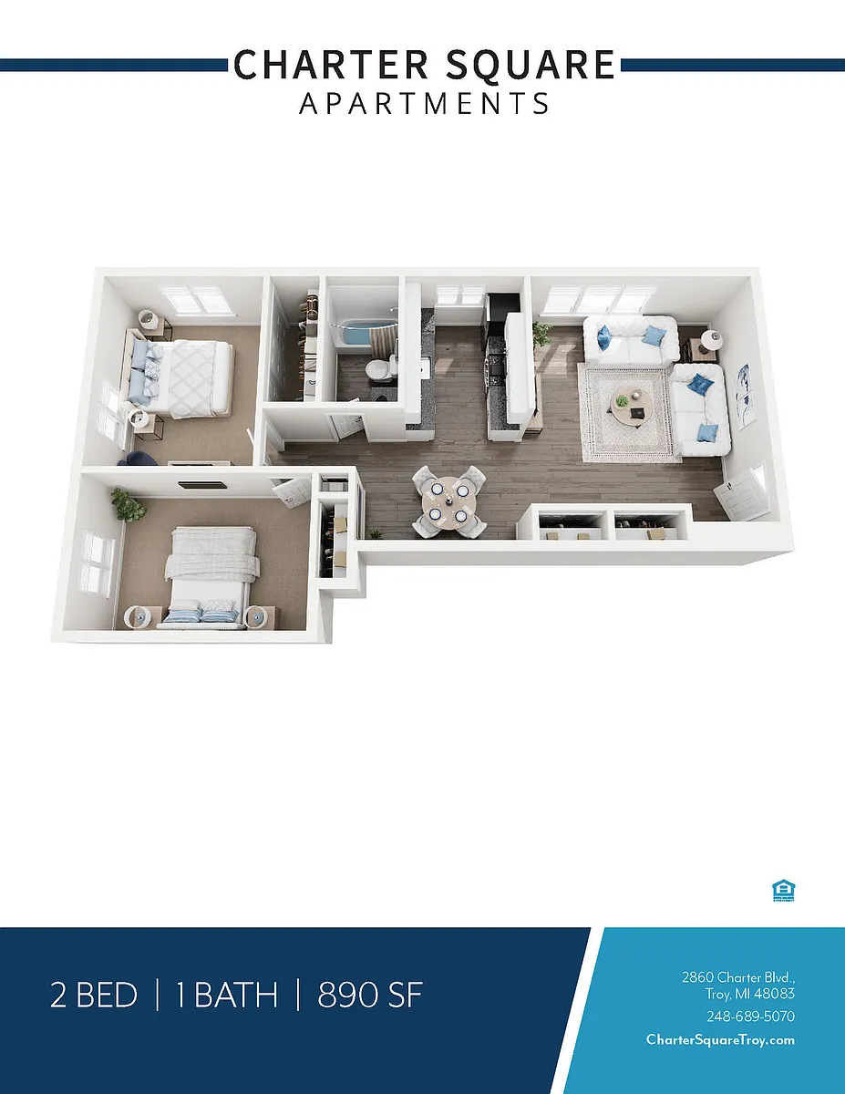Floor plan 2 BED 1 BATH SMALL