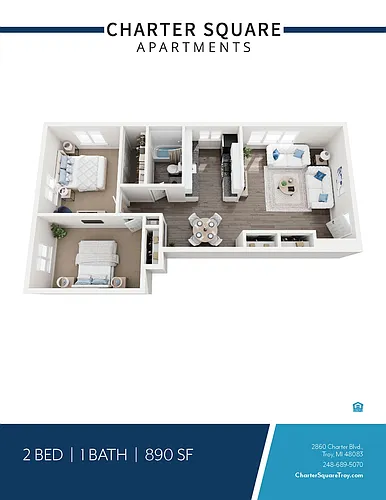 Floor plan 2 BED 1 BATH SMALL