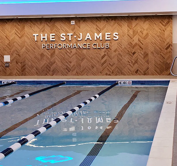 Access an array of wellness-focused activities and services at the nearby St. James Performance Club