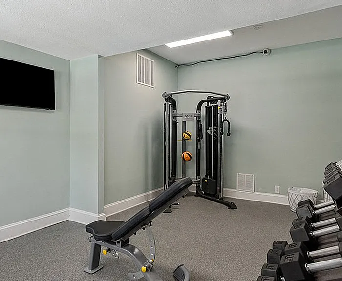 Elevate your fitness journey with this stylish and fully-equipped home gym.