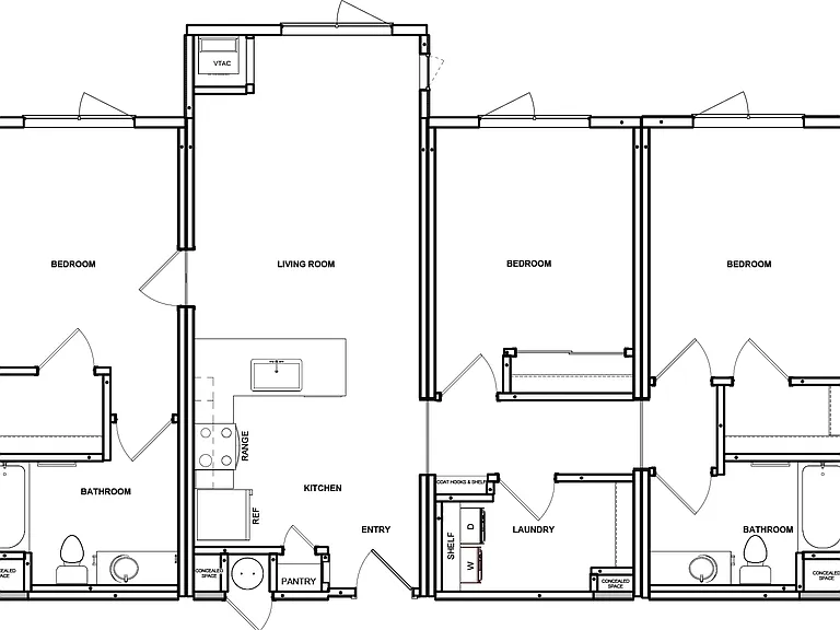 Three bedroom, two bath apartment Three bedroom, two bath apartment