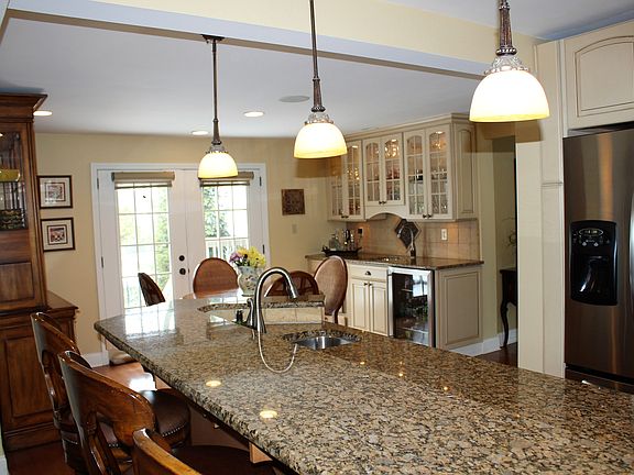 large kitchen island and bar