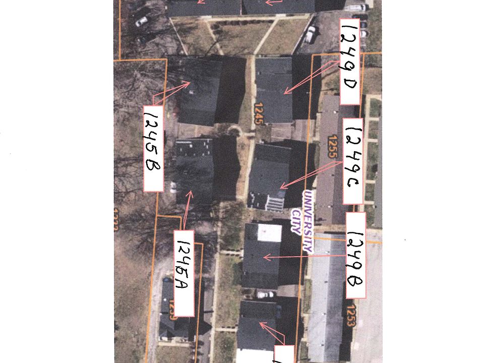 Overhead view of property. Grass play area north of 1247B.