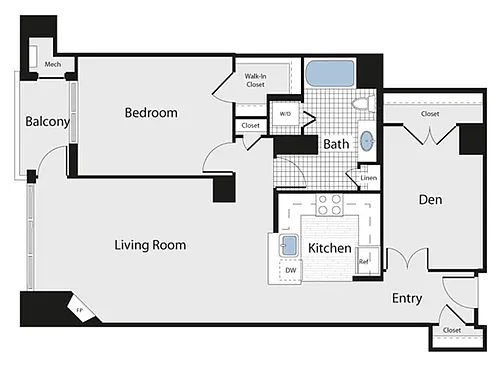 Floor plan 1 Bed/1 Bath - aad3