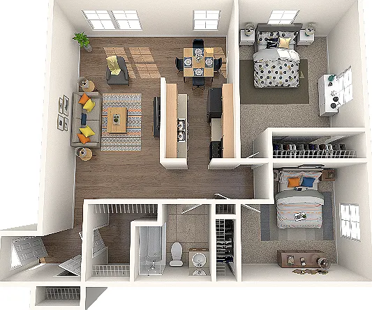 Two Bedroom One Bath 952 SF Two Bedroom One Bath 952 SF