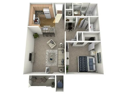 Floor plan 1 Bed, 1 Bath (60% Income Restricted)
