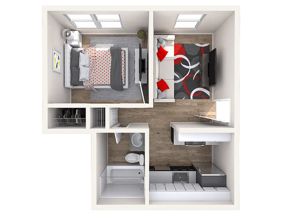 Floor plan A1: 1 Bed 1 Bath