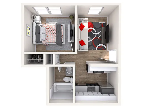 Floor plan A1: 1 Bed 1 Bath