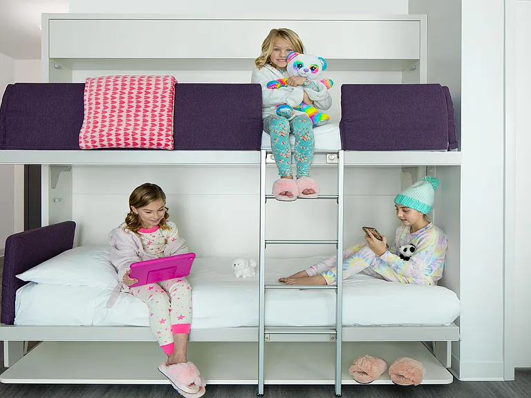__ Kids in bunk beds
__ The bunk beds are perfect for kids, offering a fun and cozy sleeping space. Ideal for family stays, providing comfort and excitement for the little ones!