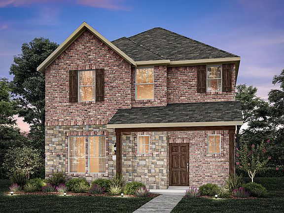 The Shadygrove, with covered front patio and 2-car rear-entry garage, shown as Exterior B