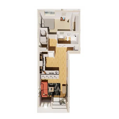 Floor plan 1 Bed 1 Bath B