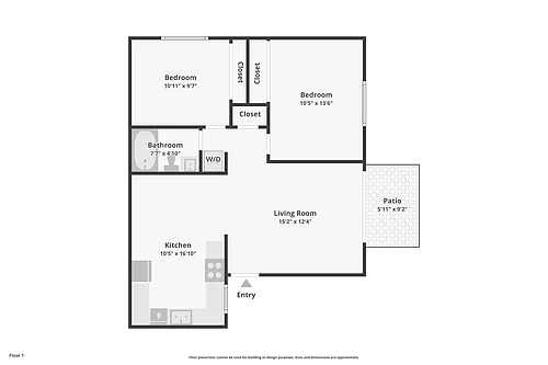 Floor plan 2x1-R1 | 2 Bed 1 Bath