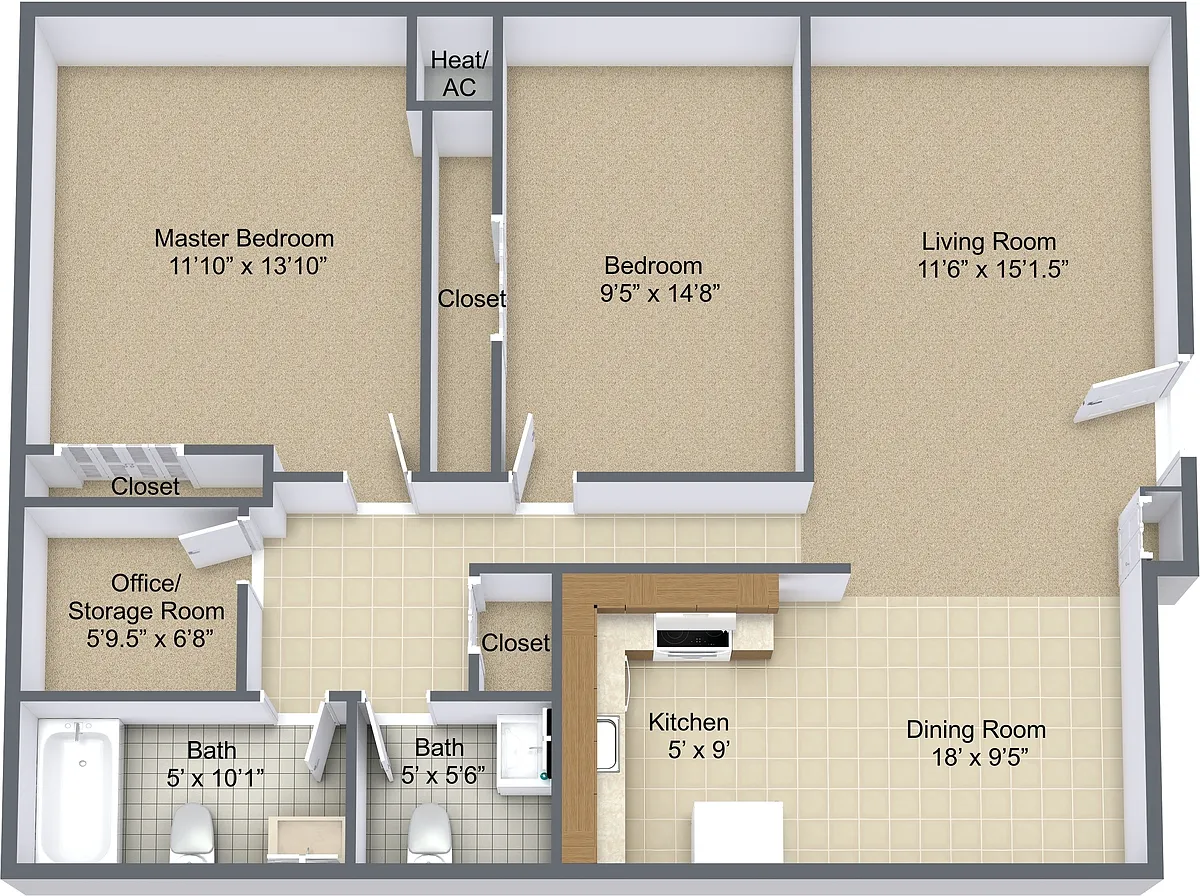 Floor plan Two Bedrooms