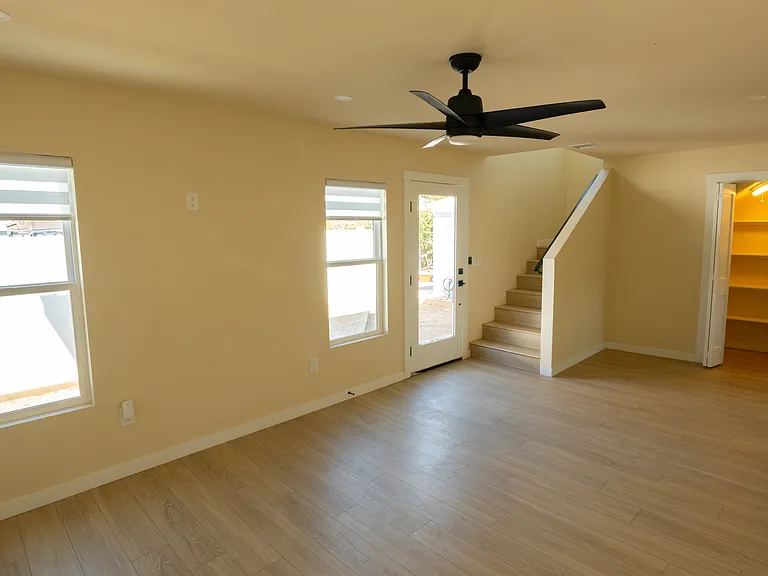 Living room, stairs and pantry