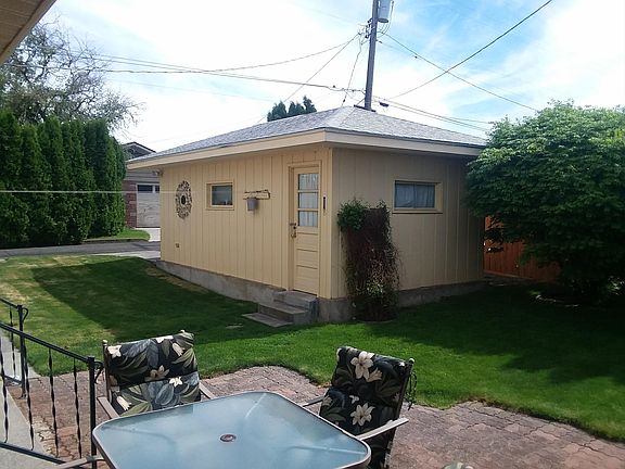 private backyard and garage