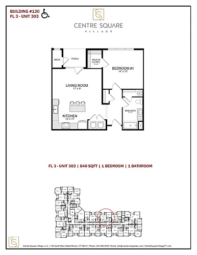 Floor plan 1 Bed 1 Bath ADA
